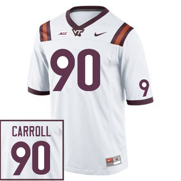 Men #90 Mattheus Carroll Virginia Tech Hokies College Football Jerseys Sale-White